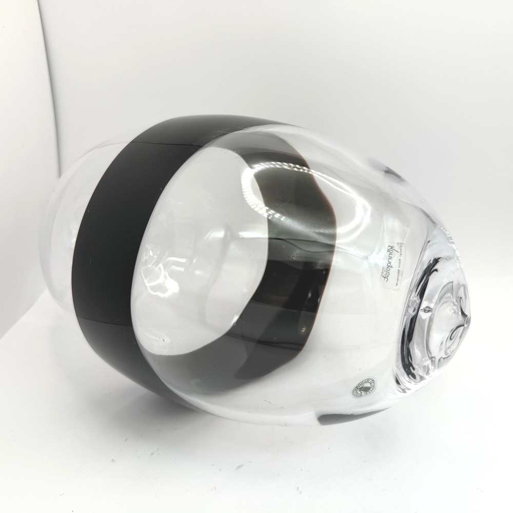 Bjorn Ronnquist Swedish Hand Blown Art‎ Glass Egg 9" Purple Stripe Label - Picture 4 of 12